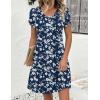 Zeagoo Summer Dresses for Women Casual A Line Dress 2026 V Neck Short Dresses Floral Sundress Pleated Boho Dress(Navy Floral 02)