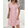 Zeagoo Summer Dresses for Women Casual A Line Dress 2026 V Neck Short Dresses Floral Sundress Pleated Boho Dress(Pink Dot)
