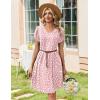 Zeagoo Summer Dresses for Women Casual A Line Dress 2026 V Neck Short Dresses Floral Sundress Pleated Boho Dress(Pink Dot)