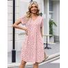 Zeagoo Summer Dresses for Women Casual A Line Dress 2026 V Neck Short Dresses Floral Sundress Pleated Boho Dress(Pink Dot)