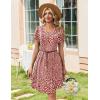 Zeagoo Summer Dresses for Women Casual A Line Dress 2026 V Neck Short Dresses Floral Sundress Pleated Boho Dress(Red Floral)