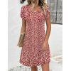 Zeagoo Summer Dresses for Women Casual A Line Dress 2026 V Neck Short Dresses Floral Sundress Pleated Boho Dress(Red Floral)