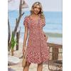 Zeagoo Summer Dresses for Women Casual A Line Dress 2026 V Neck Short Dresses Floral Sundress Pleated Boho Dress(Red Floral)