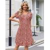 Zeagoo Summer Dresses for Women Casual A Line Dress 2026 V Neck Short Dresses Floral Sundress Pleated Boho Dress(Red Floral)