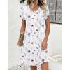 Zeagoo Summer Dresses for Women Casual A Line Dress 2026 V Neck Short Dresses Floral Sundress Pleated Boho Dress(White Floral)