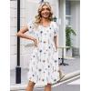 Zeagoo Summer Dresses for Women Casual A Line Dress 2026 V Neck Short Dresses Floral Sundress Pleated Boho Dress(White Floral)
