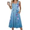 Zeagoo Summer Dresses for Women Flowy Aline Casual Midi Tank Dress Beach Boho Vacation Sundresses Shift Dress with Pockets(01 Blue Floral)