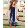 Zeagoo Summer Dresses for Women Flowy Aline Casual Midi Tank Dress Beach Boho Vacation Sundresses Shift Dress with Pockets(02 Navy Floral)
