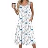 Zeagoo Summer Dresses for Women Flowy Aline Casual Midi Tank Dress Beach Boho Vacation Sundresses Shift Dress with Pockets(02 White Floral)