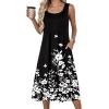 Zeagoo Summer Dresses for Women Flowy Aline Casual Midi Tank Dress Beach Boho Vacation Sundresses Shift Dress with Pockets(Black Floral)
