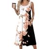 Zeagoo Summer Dresses for Women Flowy Aline Casual Midi Tank Dress Beach Boho Vacation Sundresses Shift Dress with Pockets(Black White Floral)