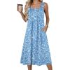 Zeagoo Summer Dresses for Women Flowy Aline Casual Midi Tank Dress Beach Boho Vacation Sundresses Shift Dress with Pockets(Blue)