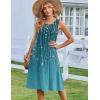 Zeagoo Summer Dresses for Women Flowy Aline Casual Midi Tank Dress Beach Boho Vacation Sundresses Shift Dress with Pockets(Blue Green)