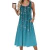 Zeagoo Summer Dresses for Women Flowy Aline Casual Midi Tank Dress Beach Boho Vacation Sundresses Shift Dress with Pockets(Blue Green)