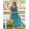 Zeagoo Summer Dresses for Women Flowy Aline Casual Midi Tank Dress Beach Boho Vacation Sundresses Shift Dress with Pockets(Blue Green)