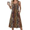 Zeagoo Summer Dresses for Women Flowy Aline Casual Midi Tank Dress Beach Boho Vacation Sundresses Shift Dress with Pockets(Brown)