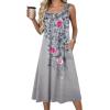 Zeagoo Summer Dresses for Women Flowy Aline Casual Midi Tank Dress Beach Boho Vacation Sundresses Shift Dress with Pockets(Grey Floral)