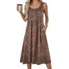 Zeagoo Summer Dresses for Women Flowy Aline Casual Midi Tank Dress Beach Boho Vacation Sundresses Shift Dress with Pockets(Leopard Print)