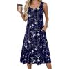 Zeagoo Summer Dresses for Women Flowy Aline Casual Midi Tank Dress Beach Boho Vacation Sundresses Shift Dress with Pockets(Navy Floral)