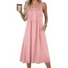 Zeagoo Summer Dresses for Women Flowy Aline Casual Midi Tank Dress Beach Boho Vacation Sundresses Shift Dress with Pockets(Pink Dot)