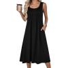 Zeagoo Summer Dresses for Women Flowy Aline Casual Midi Tank Dress Beach Boho Vacation Sundresses Shift Dress with Pockets(Solid Black)