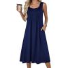 Zeagoo Summer Dresses for Women Flowy Aline Casual Midi Tank Dress Beach Boho Vacation Sundresses Shift Dress with Pockets(Solid Navy)