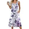 Zeagoo Summer Dresses for Women Flowy Aline Casual Midi Tank Dress Beach Boho Vacation Sundresses Shift Dress with Pockets(White Purple)