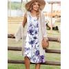 Zeagoo Summer Dresses for Women Flowy Aline Casual Midi Tank Dress Beach Boho Vacation Sundresses Shift Dress with Pockets(White Purple)