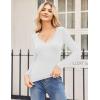 Zeagoo Women 2 Pack Long Sleeve Shirts V Neck T Shirts Casual Thermal Tops Slim Fit Basic Tight Tees Going Out Top(01-white+black)