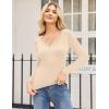 Zeagoo Women 2 Pack Long Sleeve Shirts V Neck T Shirts Casual Thermal Tops Slim Fit Basic Tight Tees Going Out Top(Black+beige)