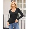 Zeagoo Women 2 Pack Long Sleeve Shirts V Neck T Shirts Casual Thermal Tops Slim Fit Basic Tight Tees Going Out Top(Black+coffee)