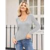 Zeagoo Women 2 Pack Long Sleeve Shirts V Neck T Shirts Casual Thermal Tops Slim Fit Basic Tight Tees Going Out Top(Black+grey)