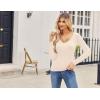 Zeagoo Women 2 Pack Long Sleeve Shirts V Neck T Shirts Casual Thermal Tops Slim Fit Basic Tight Tees Going Out Top(Coffee+apricot)