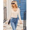 Zeagoo Women 2 Pack Long Sleeve Shirts V Neck T Shirts Casual Thermal Tops Slim Fit Basic Tight Tees Going Out Top(Coffee+apricot)