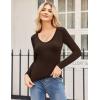 Zeagoo Women 2 Pack Long Sleeve Shirts V Neck T Shirts Casual Thermal Tops Slim Fit Basic Tight Tees Going Out Top(Coffee+apricot)