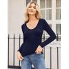 Zeagoo Women 2 Pack Long Sleeve Shirts V Neck T Shirts Casual Thermal Tops Slim Fit Basic Tight Tees Going Out Top(Wine Red+navy Blue)