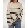 Zeagoo Women Crewneck Sweatshirts Pullover Tops Long Sleeve Shirt Loose Fit Sweaters Casual Fall Outfits Clothes 2025(Beige)