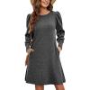 Zeagoo Women Fall Winter Dress Knitted Pullover Dresses(Dark Grey)