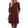 Zeagoo Women Fall Winter Dress Knitted Pullover Dresses(Deep Red)