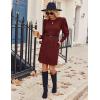 Zeagoo Women Fall Winter Dress Knitted Pullover Dresses(Deep Red)