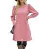 Zeagoo Women Fall Winter Dress Knitted Pullover Dresses(Light Pink)