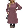 Zeagoo Women Fall Winter Dress Knitted Pullover Dresses(Mauve)