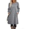 Zeagoo Women Fall Winter Dress Knitted Pullover Dresses(Mid Grey)