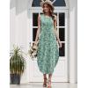 Zeagoo Women Floral Summer Casual Beach Printed Tank Dress with Pockets Pleated Front Long Dress(2602 Green Floral)