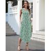 Zeagoo Women Floral Summer Casual Beach Printed Tank Dress with Pockets Pleated Front Long Dress(2602 Green Floral)