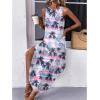 Zeagoo Women Floral Summer Casual Beach Printed Tank Dress with Pockets Pleated Front Long Dress(Tropical Tree)