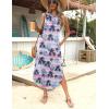 Zeagoo Women Floral Summer Casual Beach Printed Tank Dress with Pockets Pleated Front Long Dress(Tropical Tree)