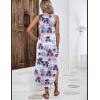 Zeagoo Women Floral Summer Casual Beach Printed Tank Dress with Pockets Pleated Front Long Dress(Tropical Tree)