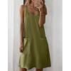 Zeagoo Women Summer Dresses Casual Beach Vacation Dress Spaghetti Strap Sundress Sleeveless Mini Short Dress with Pockets(Army Green)