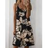 Zeagoo Women Summer Dresses Casual Beach Vacation Dress Spaghetti Strap Sundress Sleeveless Mini Short Dress with Pockets(Black-print)